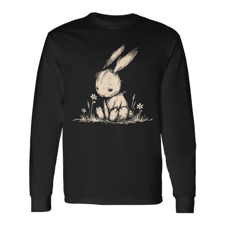 Grunge Bunny Rabbit Cute Goth Alt Losercore Sad Aesthetic Long Sleeve T-Shirt Gifts ideas