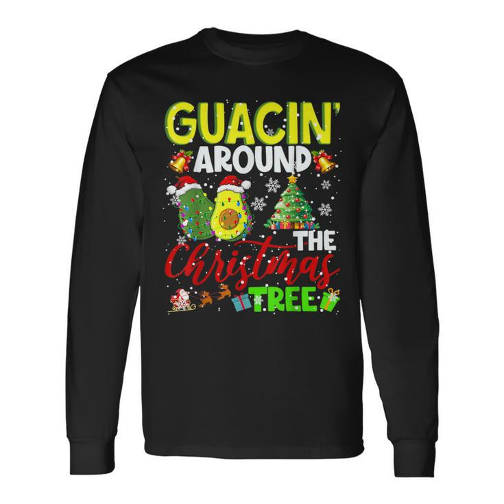Guacin' Around The Xmas Tree Christmas Santa Avocado Vegan Long Sleeve T-Shirt