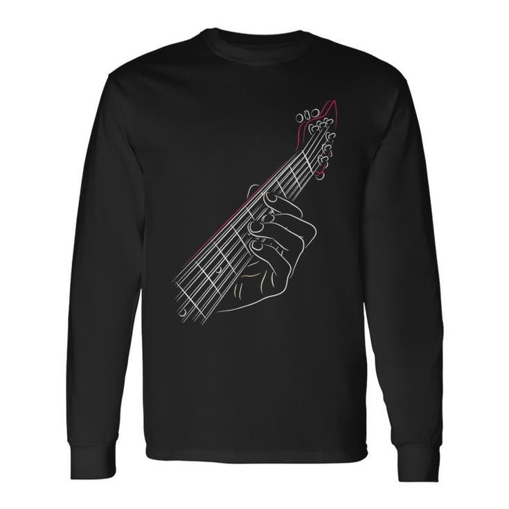 Guitar Line Art Long Sleeve T-Shirt