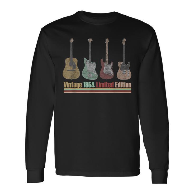 Guitar Lover 70 Year Old Vintage 1954 Limited Edition Long Sleeve T-Shirt Gifts ideas