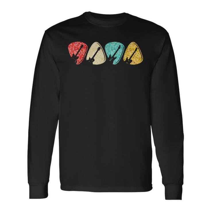 Guitarist Guitar Pick Vintage Retro Music Band Musician Long Sleeve T-Shirt Gifts ideas