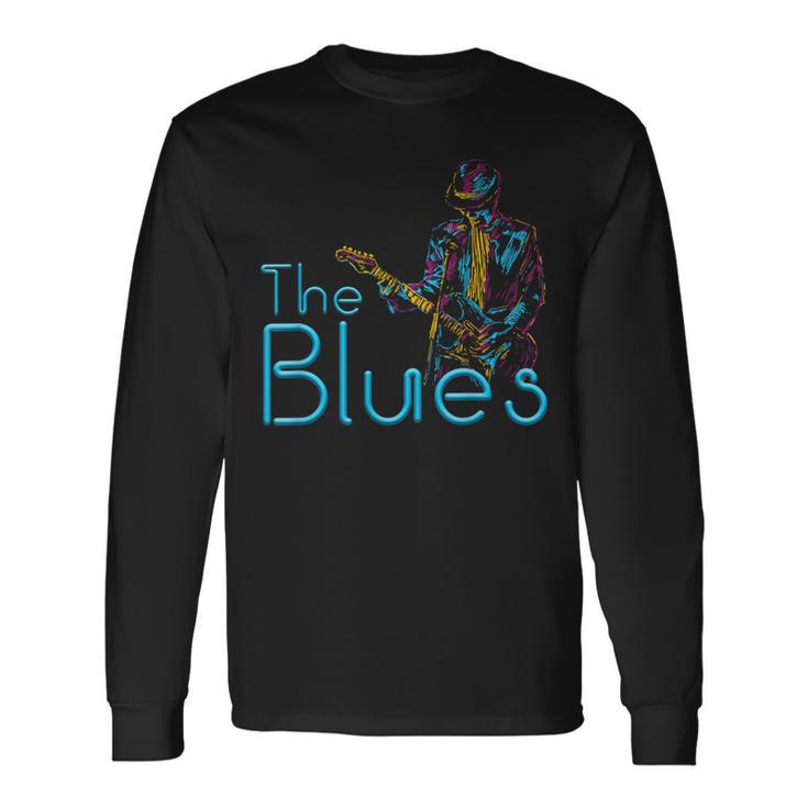 Guitarist Musician Blues Guitar Vintage Blues Music Lover Long Sleeve T-Shirt