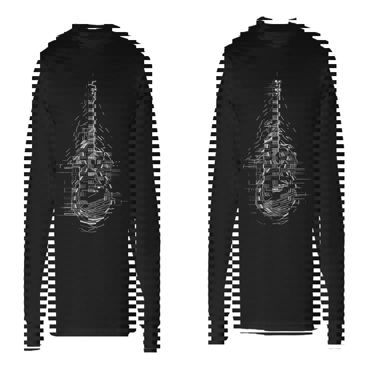 Guitarra Instrumento Musical Dibujo Casa Arte Guitarra Camiseta de manga larga
