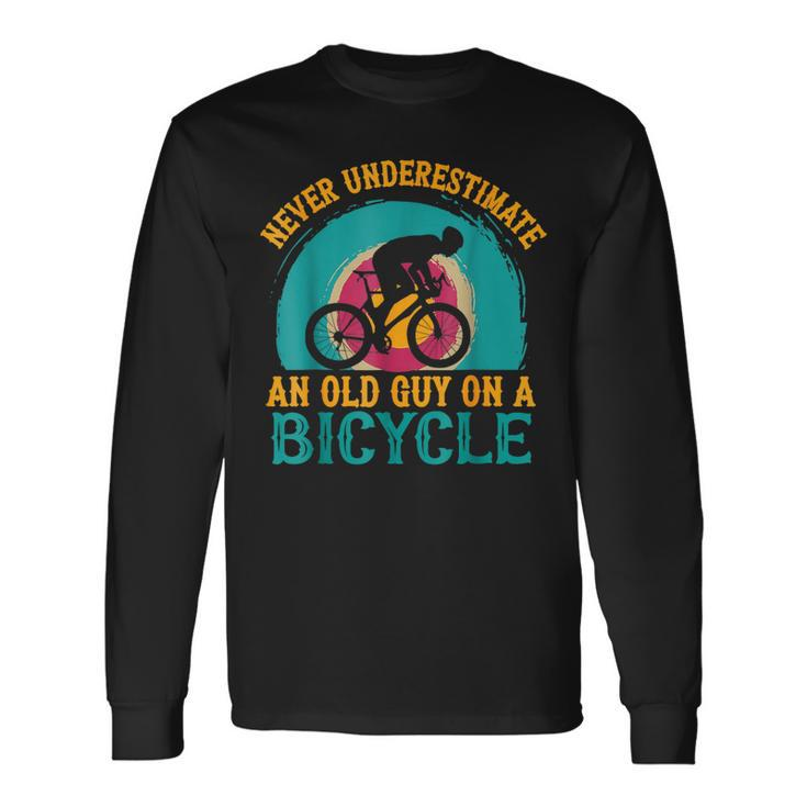 Guy On A Bicycle Grandpa Cycling Long Sleeve T-Shirt