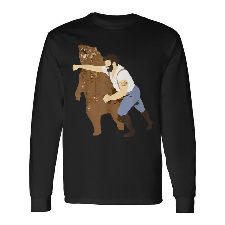 Guy Punching Bear Long Sleeve T-Shirt