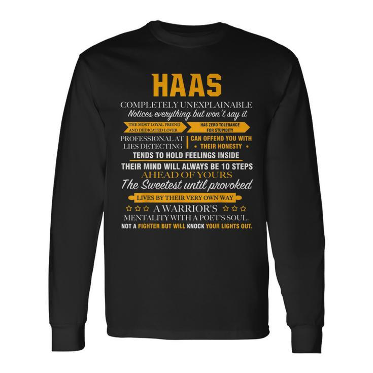 Haas Completely Unexplainable Front Print Long Sleeve T-Shirt Gifts ideas