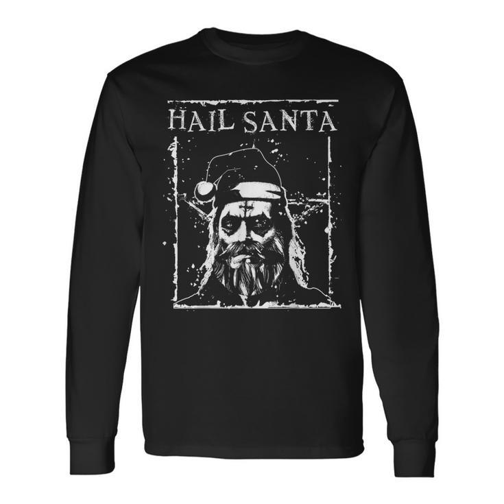 Hail Santa Heavy Metal Headbanger Ugly Christmas Long Sleeve T-Shirt