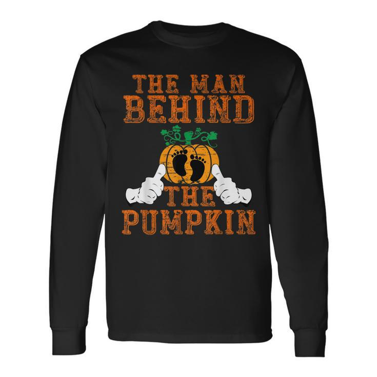 Halloween Pregnancy New Dad To Be The Man Behind The Pumpkin Long Sleeve T-Shirt Gifts ideas