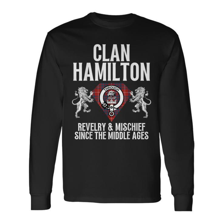 Hamilton Clan Scottish Name Coat Of Arms Tartan Family Party Long Sleeve T-Shirt