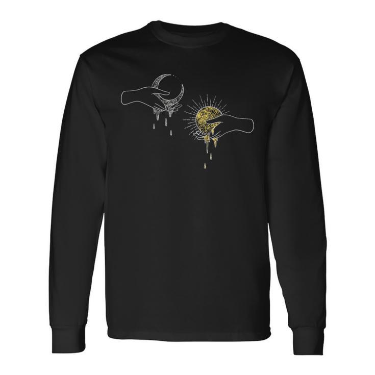 Hands Holding The Sun And Moon Celestial Long Sleeve T-Shirt