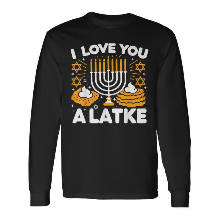 Hanukkah I Love You A Latke Pajamas Chanukah Hanukkah Pjs Long Sleeve T-Shirt Gifts ideas