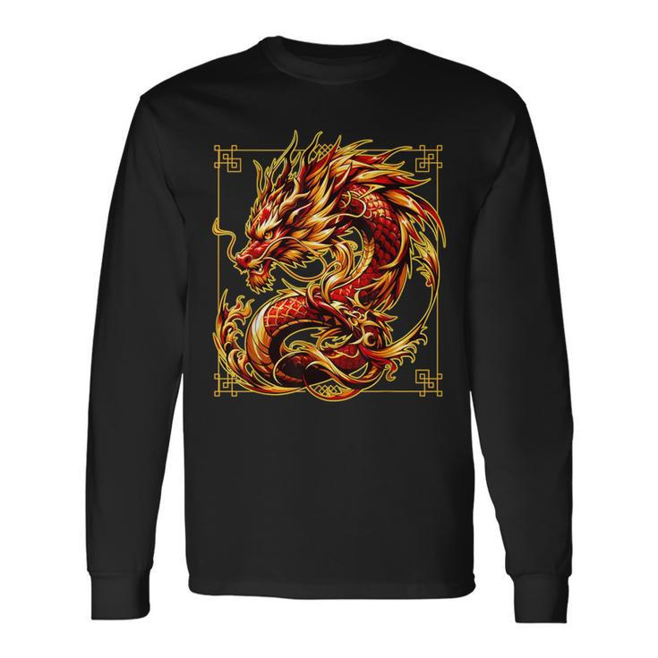 Happy Chinese New Year 2024 Lunar New Year Red Dragon Long Sleeve T-Shirt