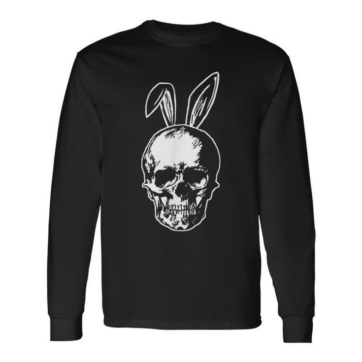Happy Easter Skull With Bunny Ears Ironic Long Sleeve T-Shirt