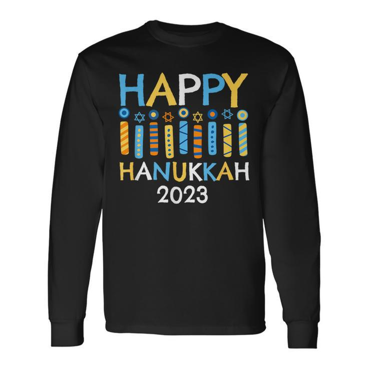 Happy Hanukkah 2023 Love And Light Jewish Menorah Family Long Sleeve T-Shirt