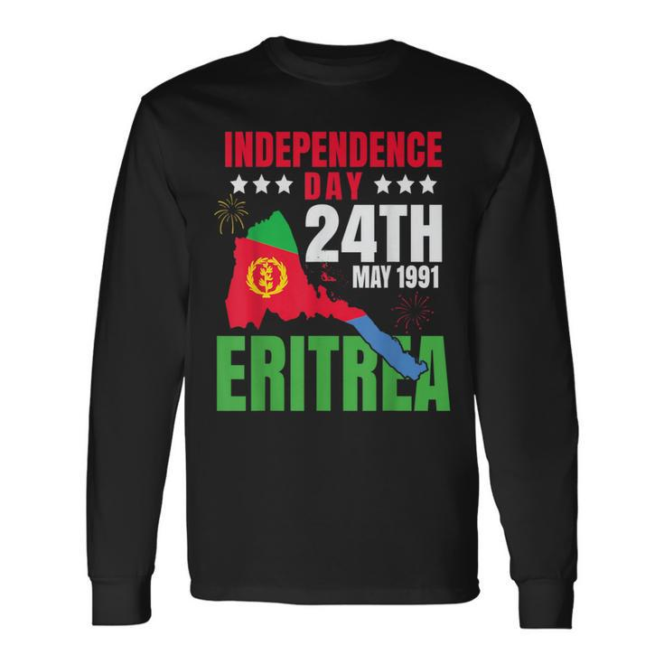 Happy Independence Eritrea Eritrean Flag & Eritrea Map Long Sleeve T-Shirt