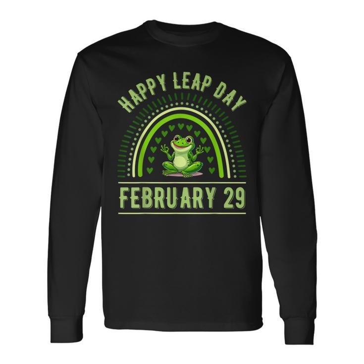 Happy Leap Day February 29 Leaping Leap Year Rainbow Long Sleeve T-Shirt