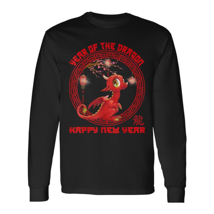 Happy Lunar New Year 2024 Cute Chinese Dragon Decorations Long Sleeve T-Shirt