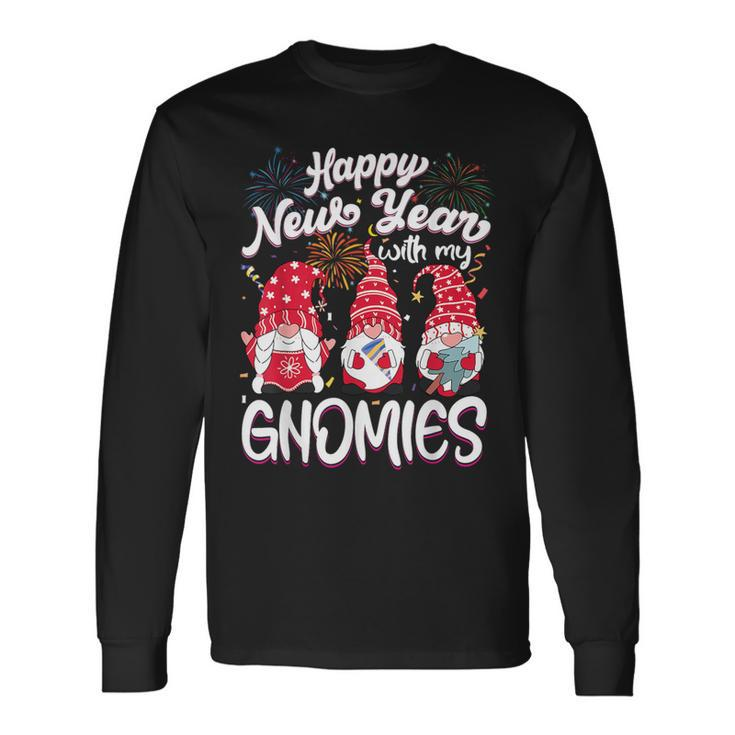 Happy New Year 2024 Gnomes Family Cheers Party New Years Eve Long Sleeve T-Shirt