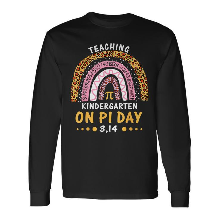 Happy Pi Day Kindergarten Math Teachers Leopard Rainbow Long Sleeve T-Shirt