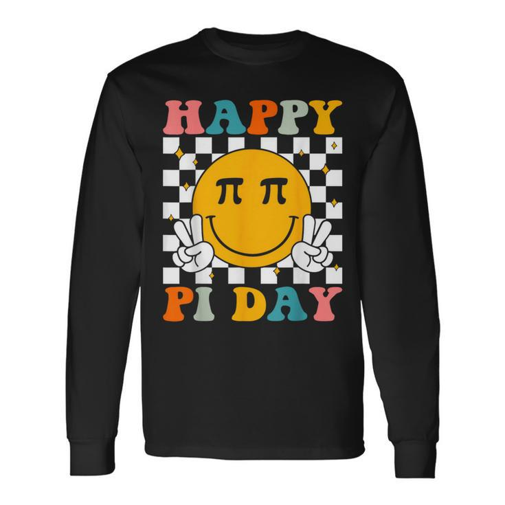 Happy Pi Day Retro Smile Face Math Symbol Pi 314 Long Sleeve T-Shirt