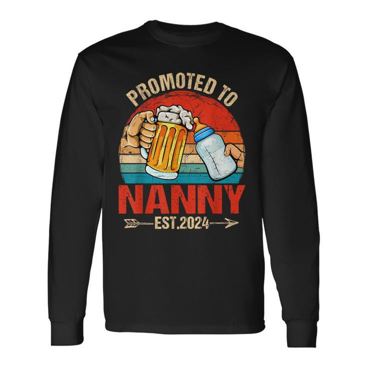 Happy Promoted To Nanny 2024 Father's Day Long Sleeve T-Shirt