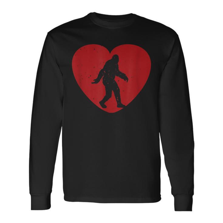 I Heart Bigfoot Sasquatch Yeti Valentines Day Long Sleeve T-Shirt