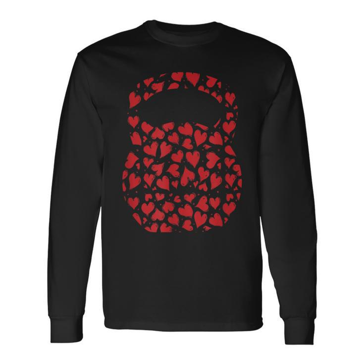 Heart Kettlebell Valentines Day Fitness Workout Gym Lover Long Sleeve T-Shirt