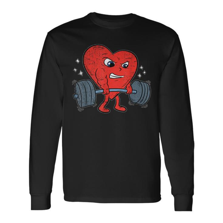 Heart Lifting Workout Valentines Day Cool Gym Bodybuilding Long Sleeve T-Shirt