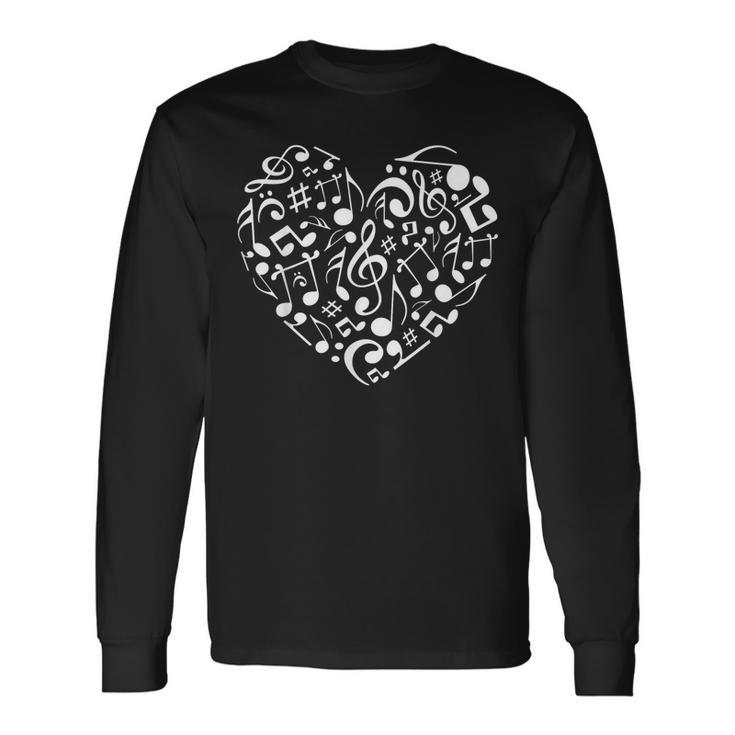 Heart Musical Notes Music Lover Musician Singer Love Vintage Long Sleeve T-Shirt