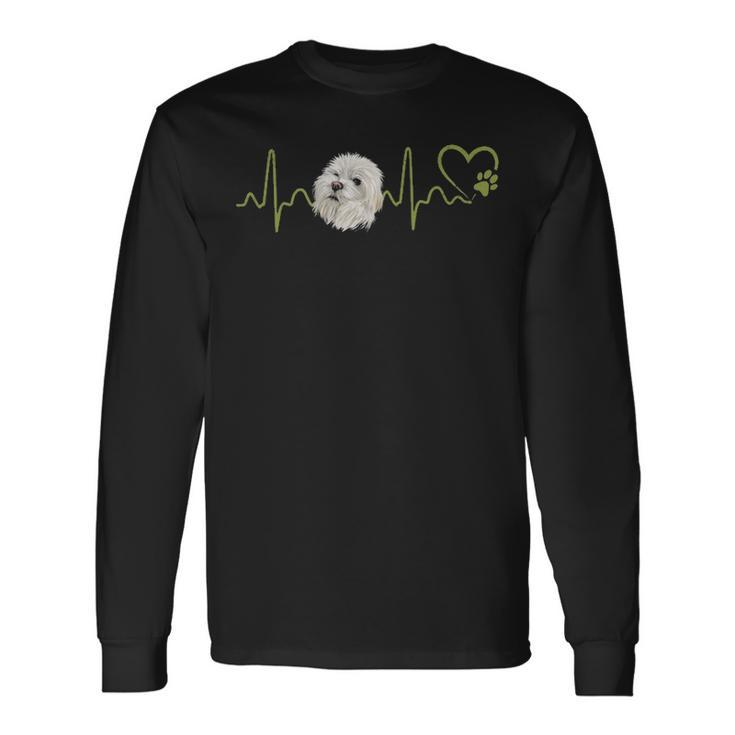 Heartbeat Maltese Dog Animal Rescue Lifeline Long Sleeve T-Shirt