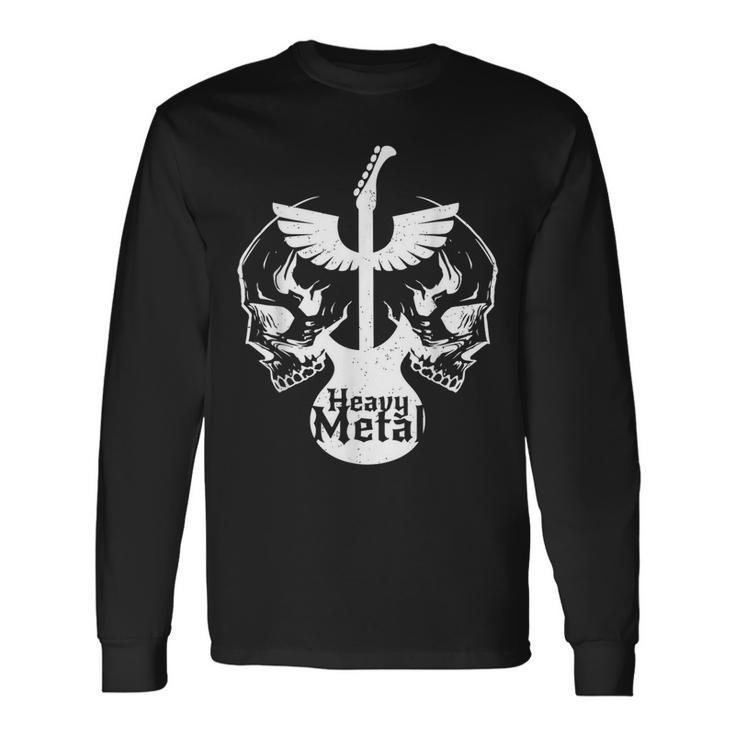 Heavy Metal Flying Guitars With Skulls Rock Long Sleeve T-Shirt