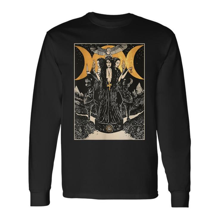 Hecate Triple Moon Goddess Wiccan Wicca Pagan Witch Long Sleeve T-Shirt