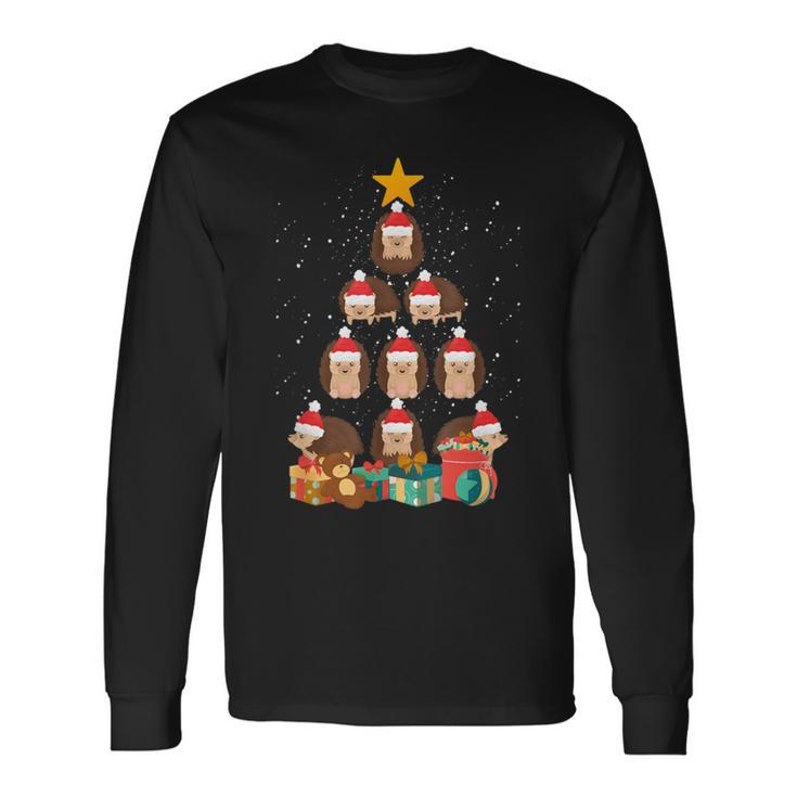 Hedgehog Christmas Tree Animal Lover Holiday Apparel Long Sleeve T-Shirt