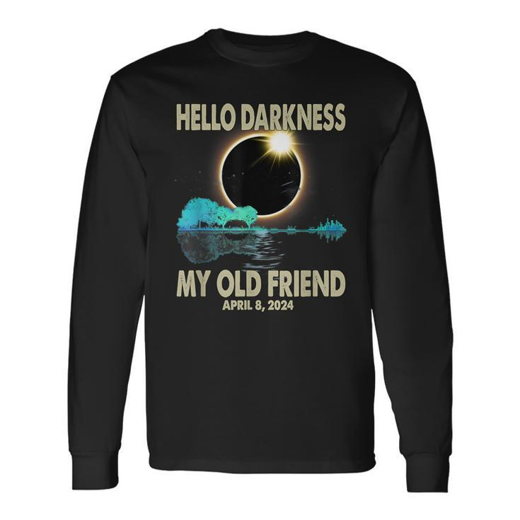 Hello Darkness My Friend Solar Eclipse 2024 April 8 T- Long Sleeve T-Shirt