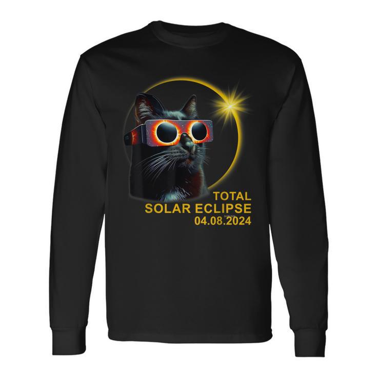 Hello Darkness My Friend Solar Eclipse April 8 2024 Long Sleeve T-Shirt