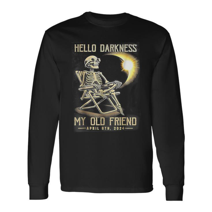 Hello Darkness My Old Friend Skeleton Solar Eclipse T- Long Sleeve T-Shirt