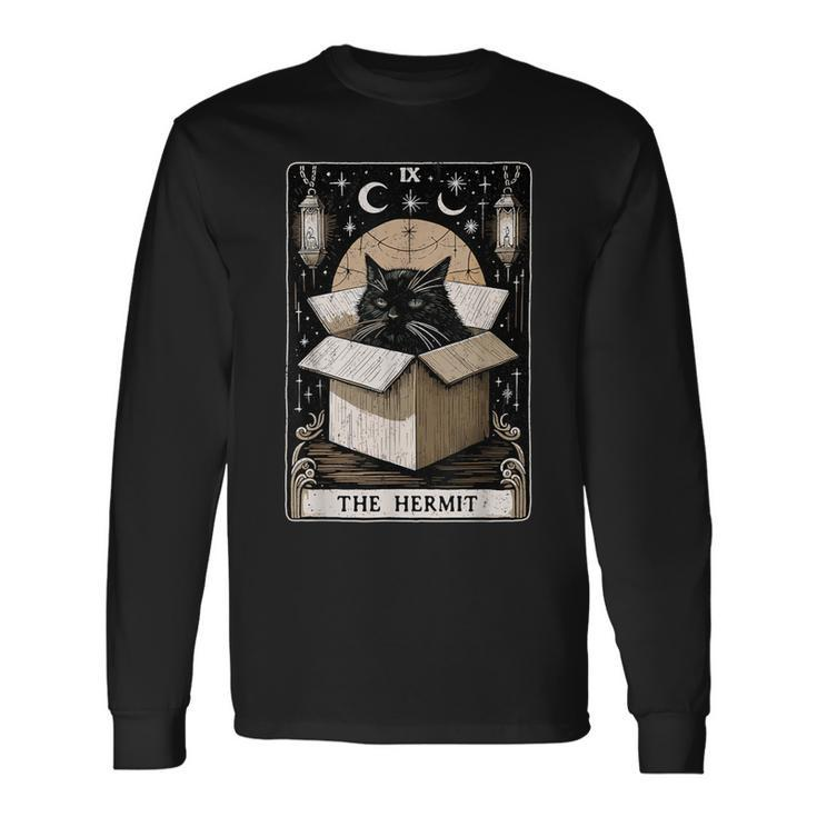 The Hermit Tarot Card Cat Lover Cat Long Sleeve T-Shirt