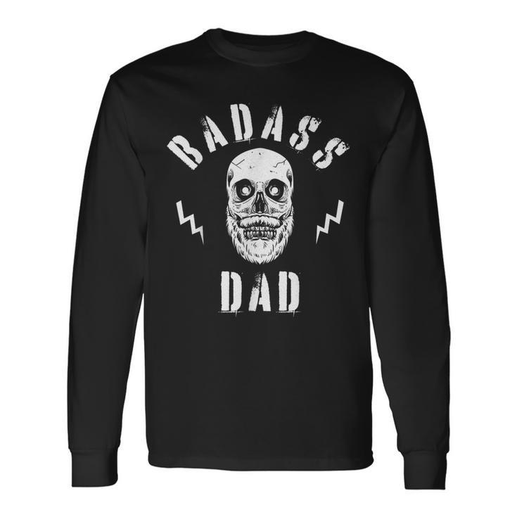 Herren Badass Dad Coolatertag Papa Schädel Langarmshirts Geschenkideen