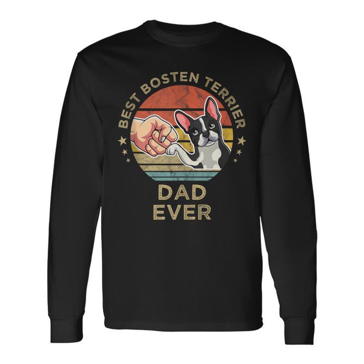 Herren Best Bosten Terrier Dad Ever Hund Bostie Papaateratertag Langarmshirts Geschenkideen