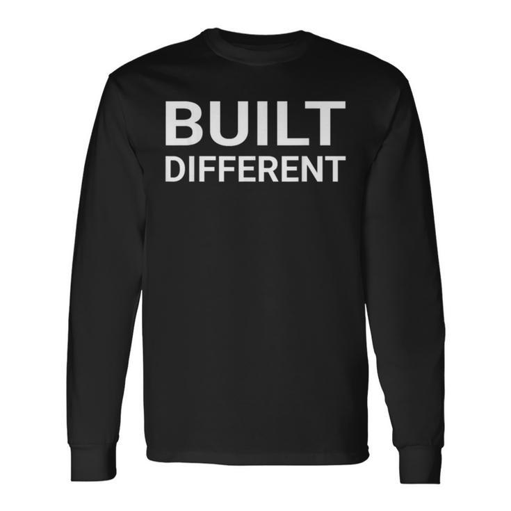 Herren Langarmshirts Schwarz, Aufdruck Built Different, Stylisches Tee Geschenkideen