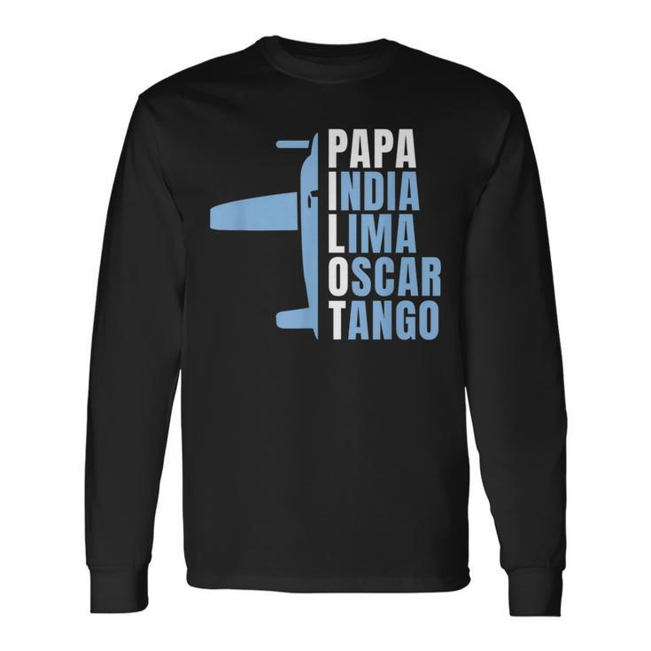 Herren Papa Pilot Phonetisches Alphabet Für Papa Pilotenater Flieger Langarmshirts Geschenkideen