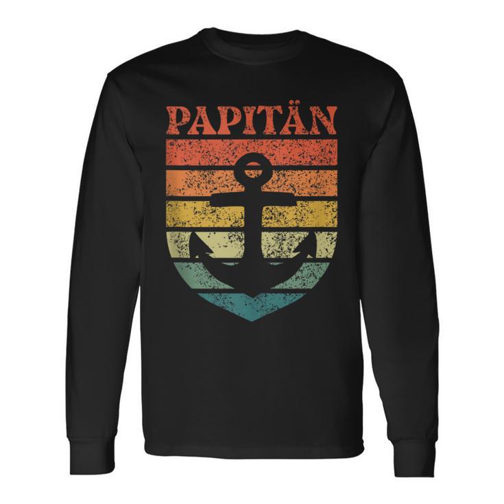 Herren Papa Wortspiel Kapitänatertag Papitän Langarmshirts Geschenkideen