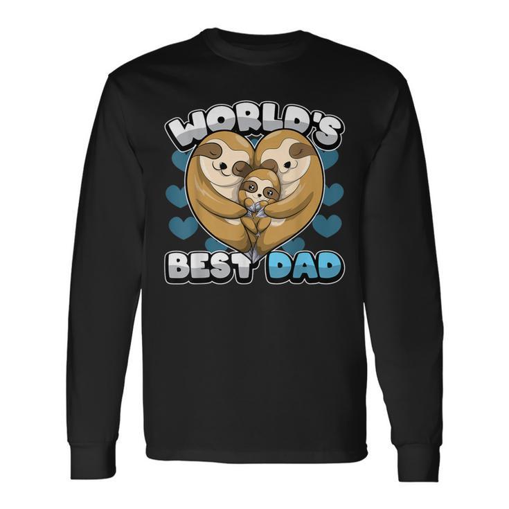 Herrenatertag World's Best Dad Niedlicher Faultier Papa Herz Familie Langarmshirts Geschenkideen