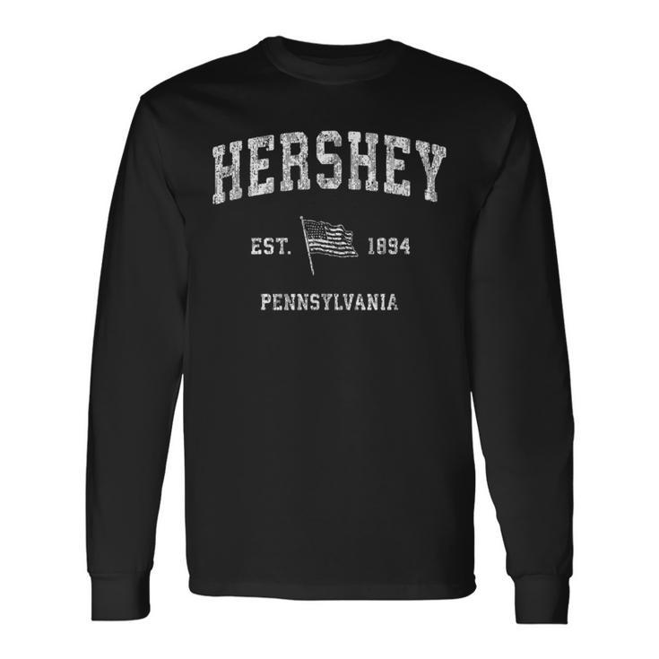 Hershey Pennsylvania Pa Vintage Us Flag Sports Long Sleeve T-Shirt