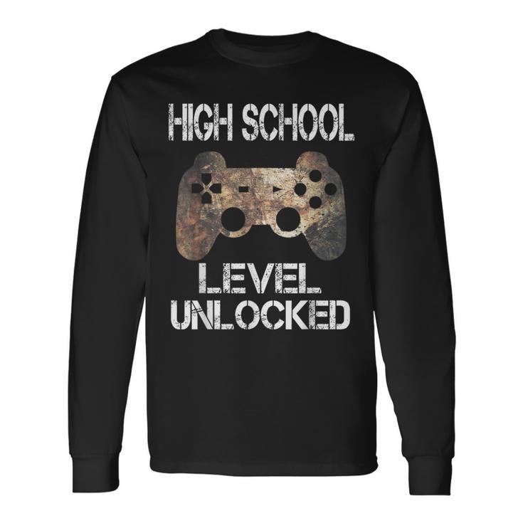 High School Level Unlocked Video Gamer First Day Of School Long Sleeve T-Shirt