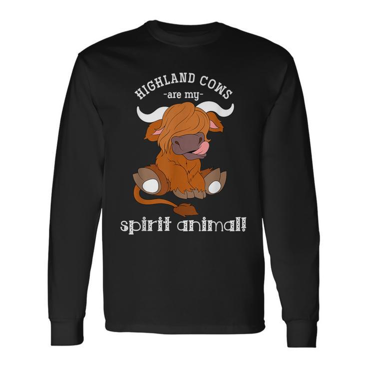 Highland Cows Are My Spirit Animal Scottish Highland Cow Long Sleeve T-Shirt