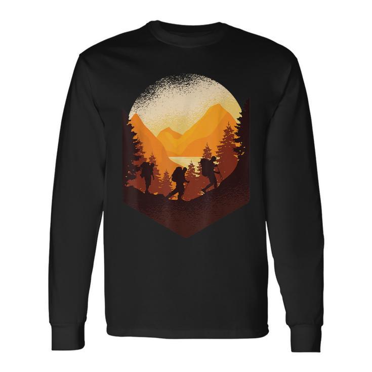 Hiking Mountaineering Forest Retro Vintage Long Sleeve T-Shirt