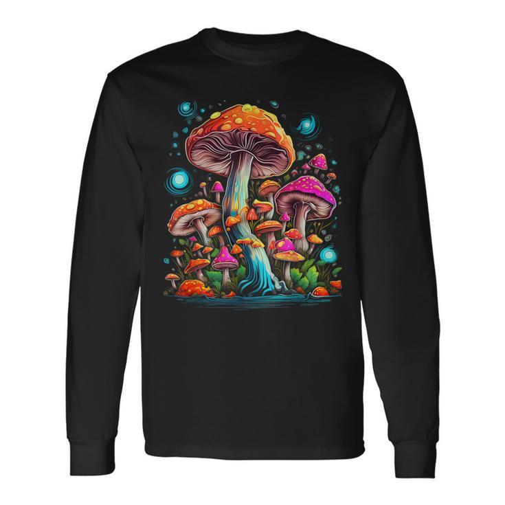 Hippie Mushrooms Psychedelic Forest Fungi Festival Long Sleeve T-Shirt