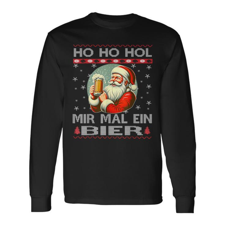 Ho Ho Hol Mir Mal Ein Bier Santa Christmas Black Langarmshirts Geschenkideen
