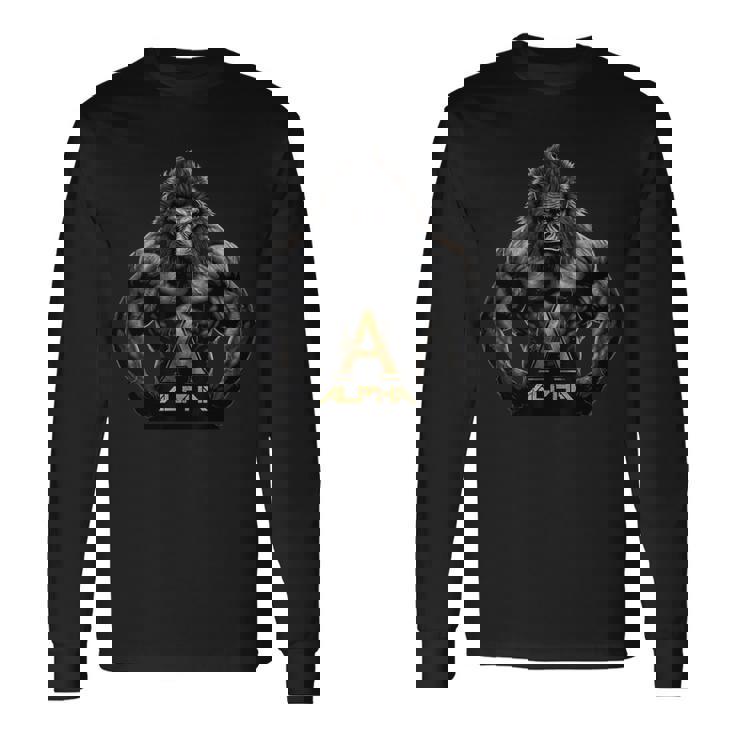 Hombres Gym Alpha Entrenamiento Culturismo Fitness Cool Graphic Camiseta de manga larga